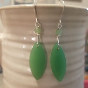 Beautiful Green Beachglass Earrings